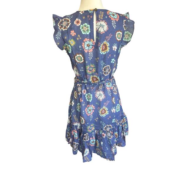 Marine Layer Laney Dress Women Small Blue Purple Marlin Hibiscus Floral Mini NWT - Picture 3 of 16